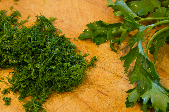 Dill, flat-leaf parsley.