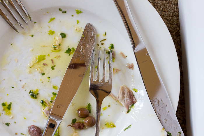 This isn't finished, but we needed to take a photo before wiping the plate clean with bread.