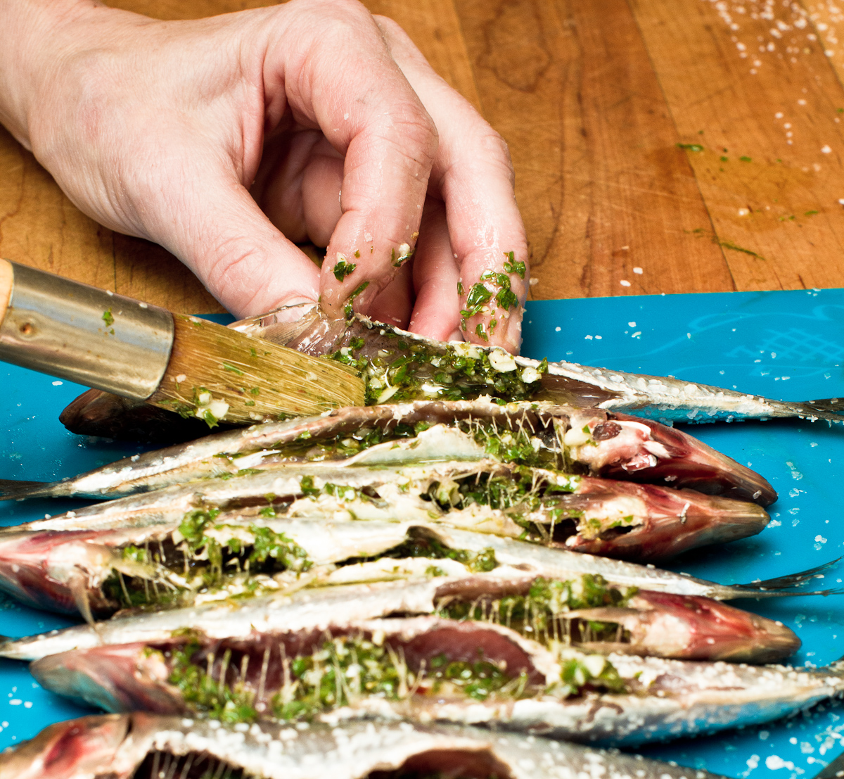 Grilled Sardines with Feta and Salmoriglio -7435