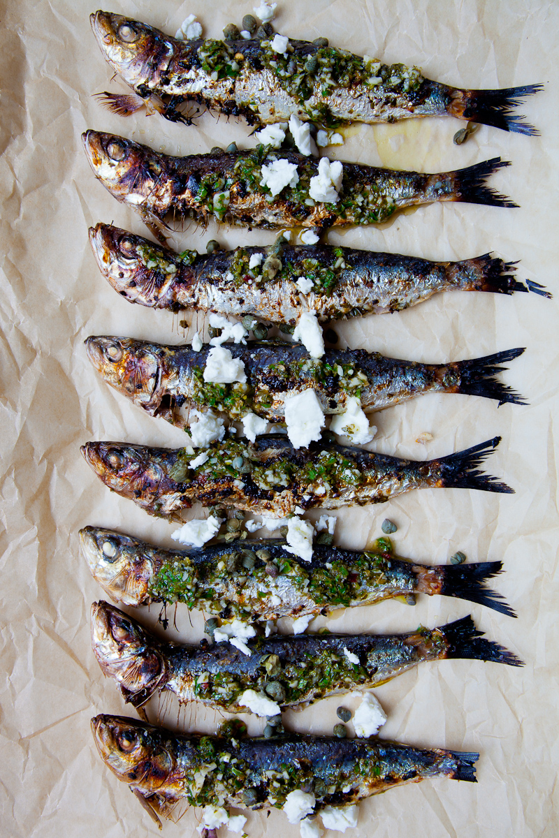 Grilled Sardines with Feta and Salmoriglio -7455