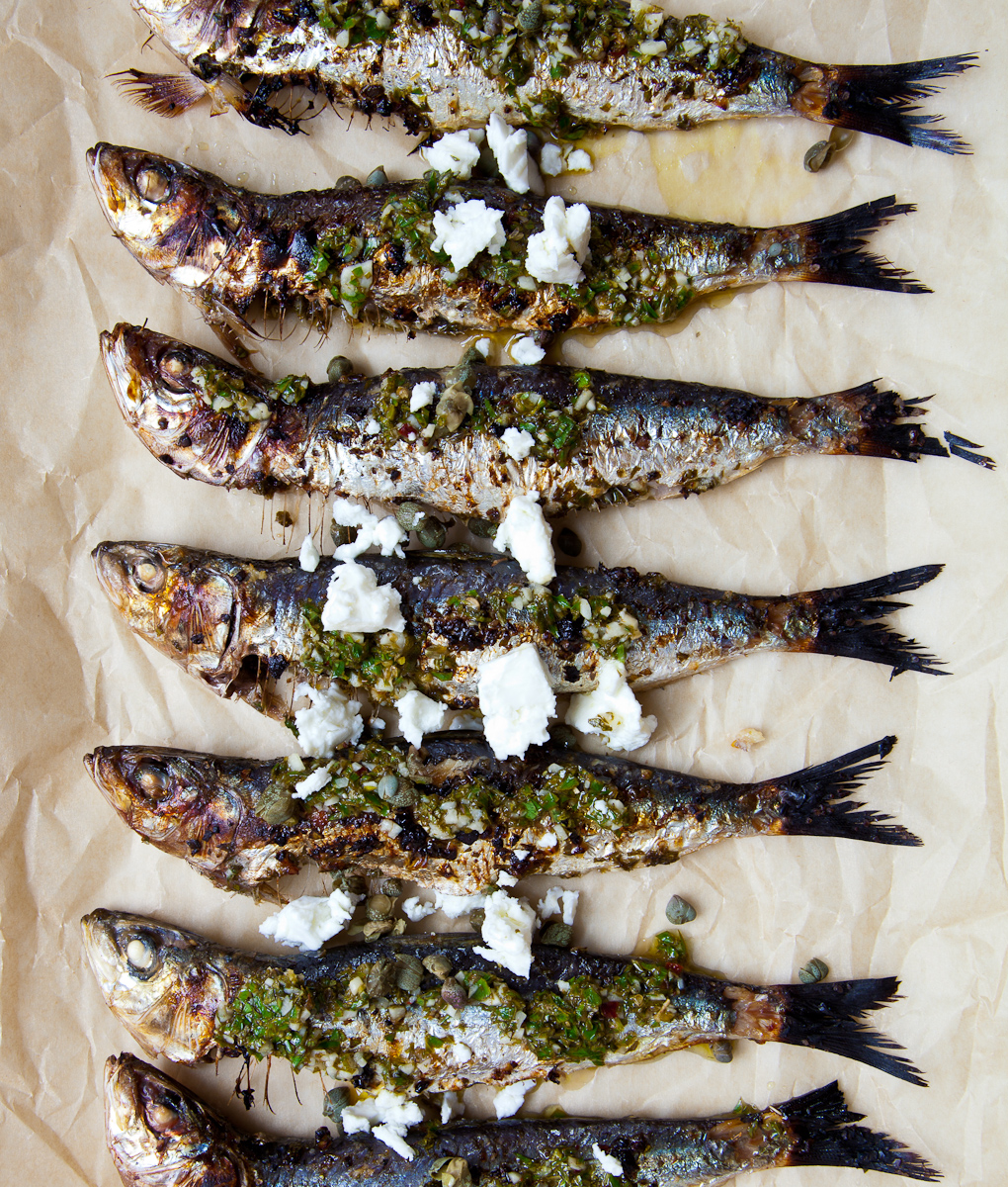 Grilled Sardines with Feta and Salmoriglio -7456