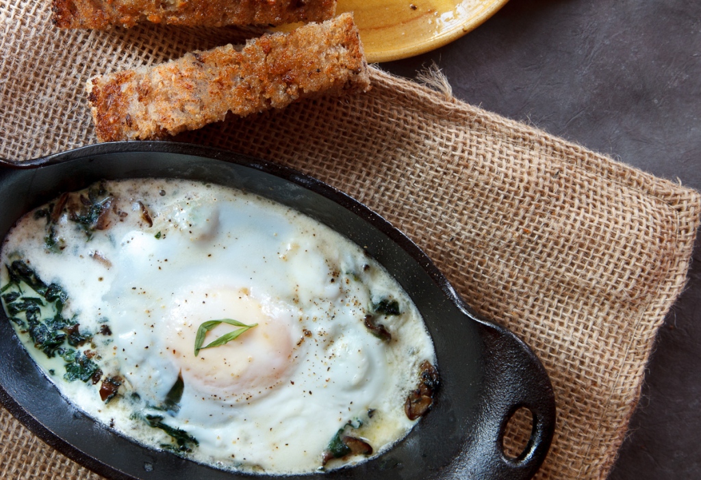 Shirred Eggs with Spinach and Mushrooms TGF -1