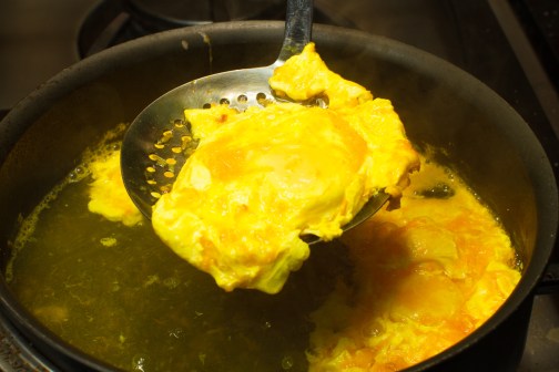 Tofu Stir-Fry with Bitter Melon, Sweet Potatoes and Turmeric Poached Eggs TGF-7