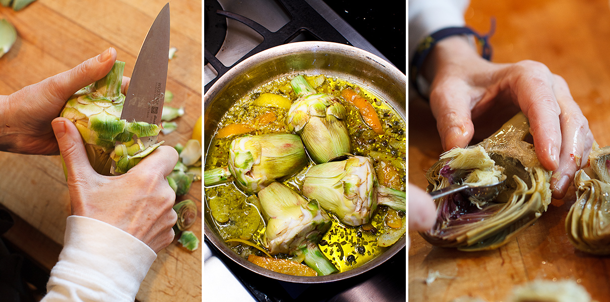 Braised Artichokes with Mozzarella, Tomatoes and Mint 3-1