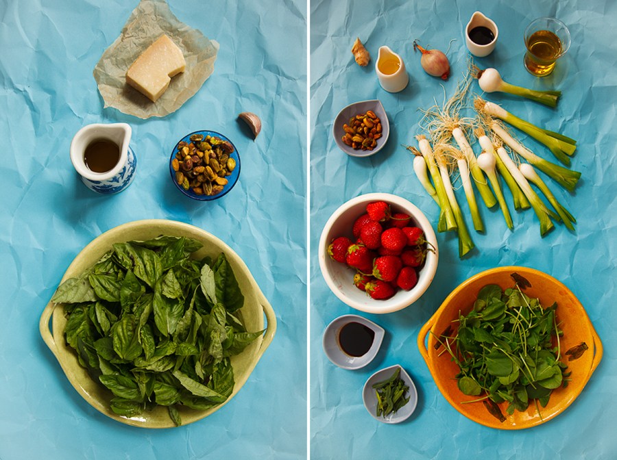 Spring Onion and Strawberry Salad with Pistachio Pesto-2