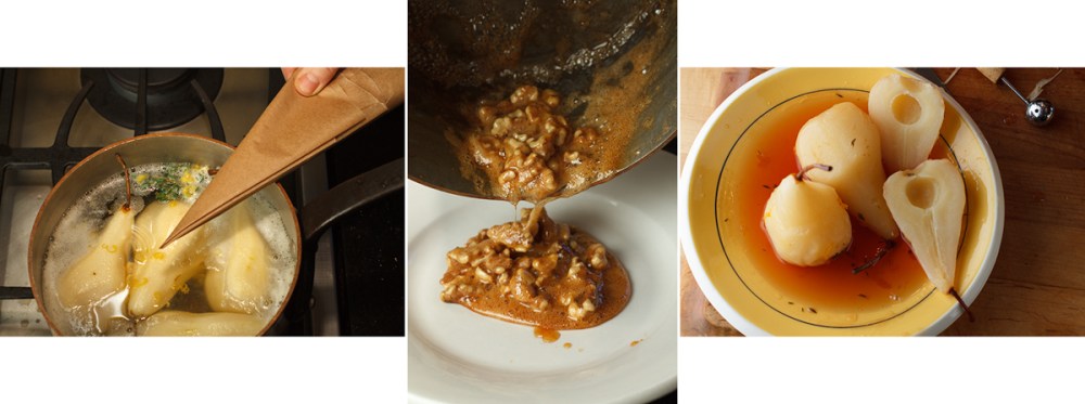 Poached Pears with Honey Walnuts and Roquefort Ice Cream-2-2