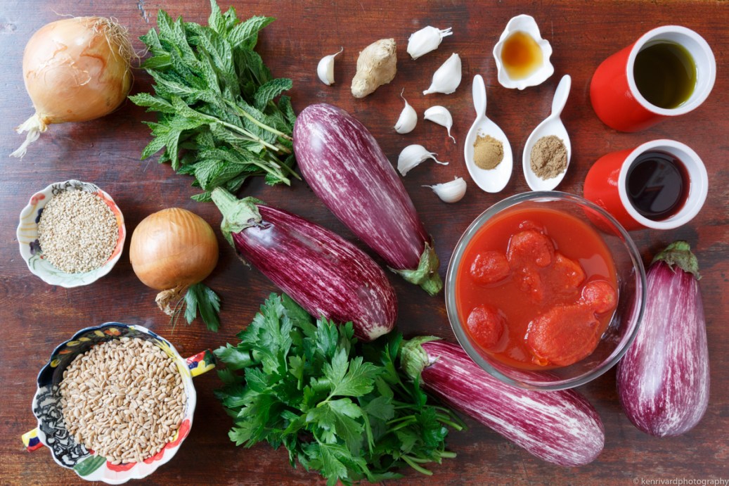 Eggplant with Farro, Ginger and Pomegranate-2192