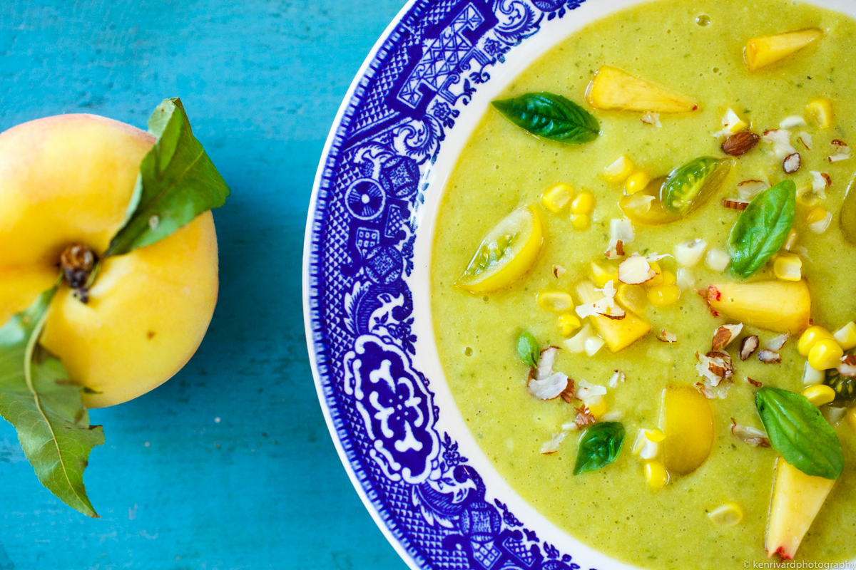 Chilled Corn and Peach Soup with Basil-4421