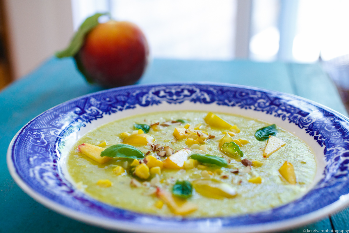 Chilled Corn and Peach Soup with Basil-4447