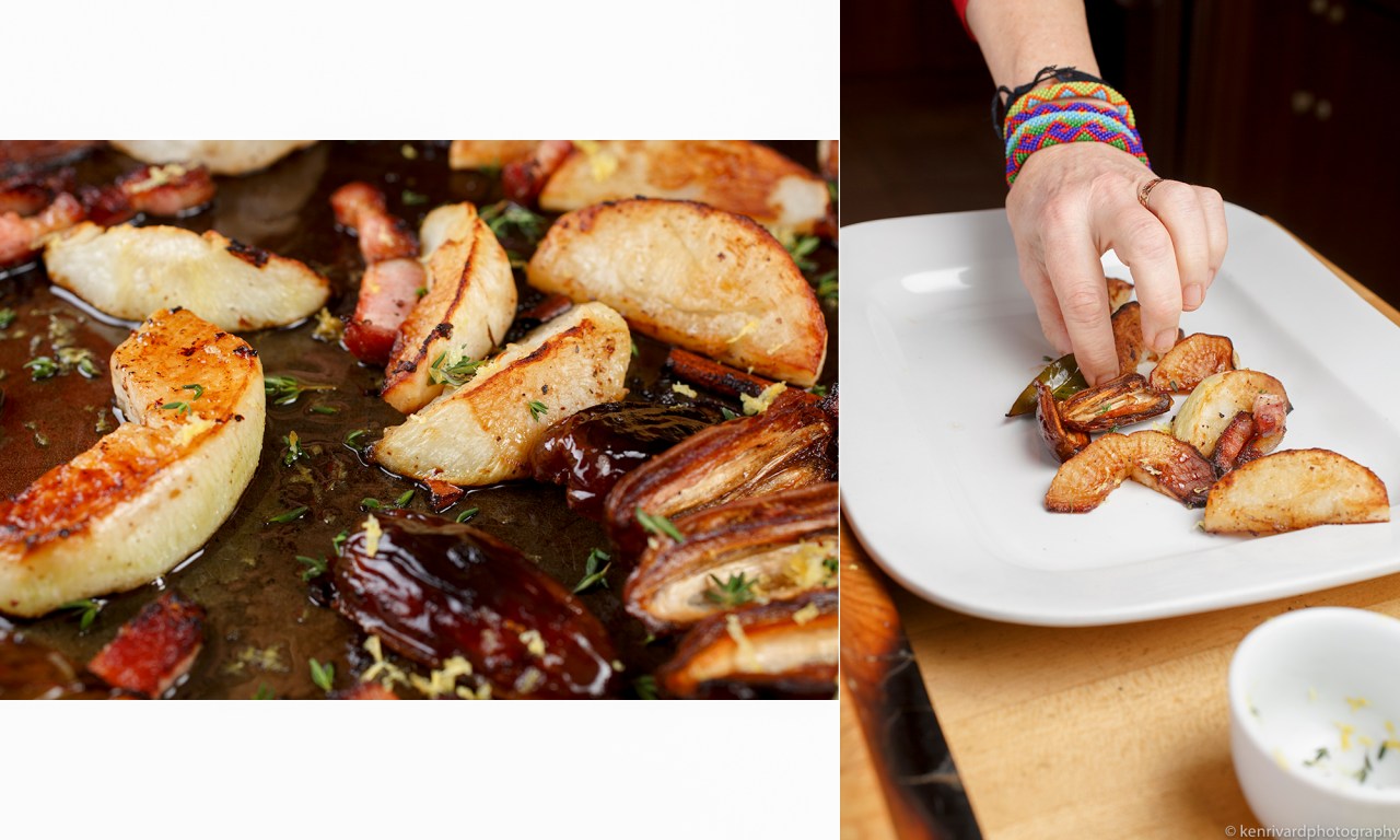 Roasted turnips with bacon and dates 2-4-2